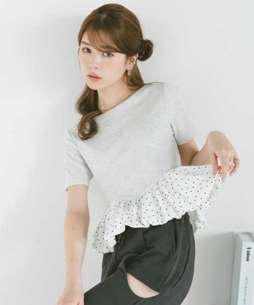 VANNIE U(ヴァニーユー)の「ドットアソートラウンドカットバルーンリブトップス(Tシャツ/カットソー・レディース・ブラック系その他/ブラック/グレー系その他・FREE)」の3枚目の写真
