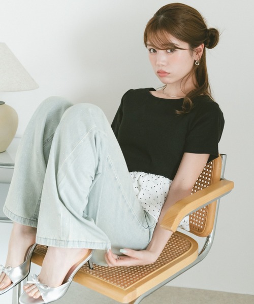 VANNIE U(ヴァニーユー)の「ドットアソートラウンドカットバルーンリブトップス(Tシャツ/カットソー・レディース・ブラック系その他/ブラック/グレー系その他・FREE)」の6枚目の写真