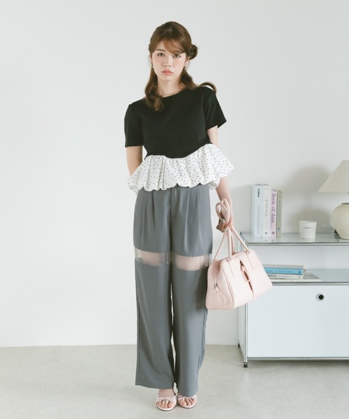 VANNIE U(ヴァニーユー)の「ドットアソートラウンドカットバルーンリブトップス(Tシャツ/カットソー・レディース・ブラック系その他/ブラック/グレー系その他・FREE)」の8枚目の写真