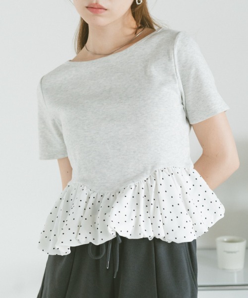 VANNIE U(ヴァニーユー)の「ドットアソートラウンドカットバルーンリブトップス(Tシャツ/カットソー・レディース・ブラック系その他/ブラック/グレー系その他・FREE)」の9枚目の写真
