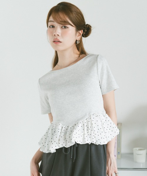 VANNIE U(ヴァニーユー)の「ドットアソートラウンドカットバルーンリブトップス(Tシャツ/カットソー・レディース・ブラック系その他/ブラック/グレー系その他・FREE)」の10枚目の写真