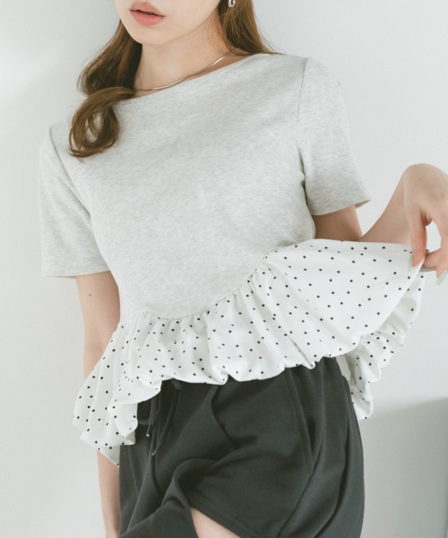 VANNIE U(ヴァニーユー)の「ドットアソートラウンドカットバルーンリブトップス(Tシャツ/カットソー・レディース・ブラック系その他/ブラック/グレー系その他・FREE)」の12枚目の写真