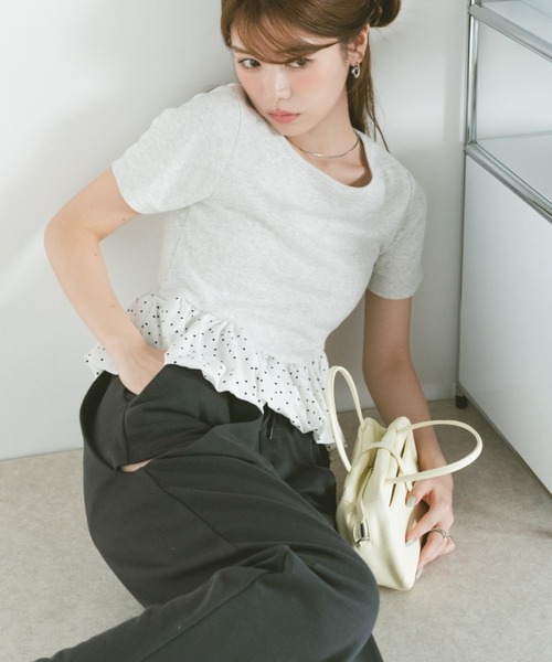 VANNIE U(ヴァニーユー)の「ドットアソートラウンドカットバルーンリブトップス(Tシャツ/カットソー・レディース・ブラック系その他/ブラック/グレー系その他・FREE)」の15枚目の写真