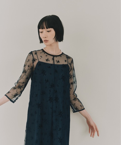 kaene(カエン)の「フロッキーサテン2wayドレス【結婚式 二次会 同窓会 成人式 パーティードレス】(ドレス・レディース・カーキ/ネイビー/ブラック×ベージュ・S/M)」の3枚目の写真