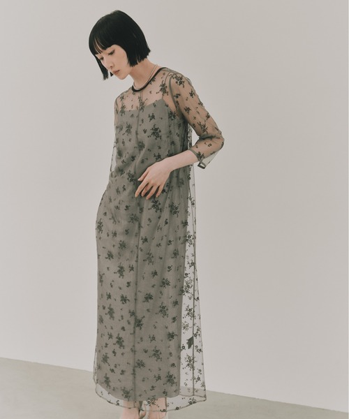 kaene(カエン)の「フロッキーサテン2wayドレス【結婚式 二次会 同窓会 成人式 パーティードレス】(ドレス・レディース・カーキ/ネイビー/ブラック×ベージュ・S/M)」の11枚目の写真