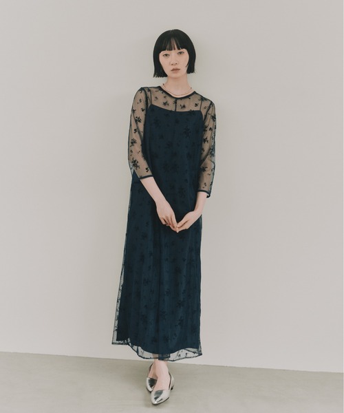 kaene(カエン)の「フロッキーサテン2wayドレス【結婚式 二次会 同窓会 成人式 パーティードレス】(ドレス・レディース・カーキ/ネイビー/ブラック×ベージュ・S/M)」の12枚目の写真