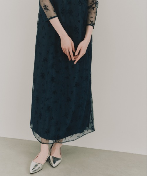 kaene(カエン)の「フロッキーサテン2wayドレス【結婚式 二次会 同窓会 成人式 パーティードレス】(ドレス・レディース・カーキ/ネイビー/ブラック×ベージュ・S/M)」の17枚目の写真