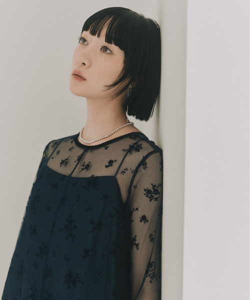 kaene(カエン)の「フロッキーサテン2wayドレス【結婚式 二次会 同窓会 成人式 パーティードレス】(ドレス・レディース・カーキ/ネイビー/ブラック×ベージュ・S/M)」の18枚目の写真