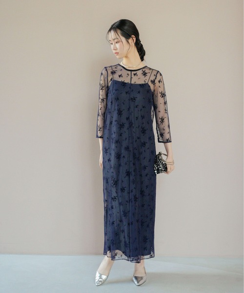 kaene(カエン)の「フロッキーサテン2wayドレス【結婚式 二次会 同窓会 成人式 パーティードレス】(ドレス・レディース・カーキ/ネイビー/ブラック×ベージュ・S/M)」の21枚目の写真