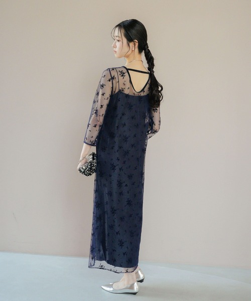 kaene(カエン)の「フロッキーサテン2wayドレス【結婚式 二次会 同窓会 成人式 パーティードレス】(ドレス・レディース・カーキ/ネイビー/ブラック×ベージュ・S/M)」の22枚目の写真