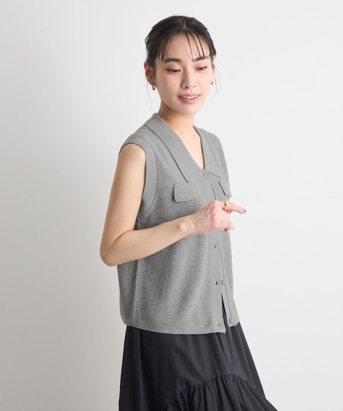 Futier land(フューティアランド)の「ポケット麻ニットトップス(ニット/セーター・レディース・イエロー/オートミール/グレー・FREE)」の8枚目の写真