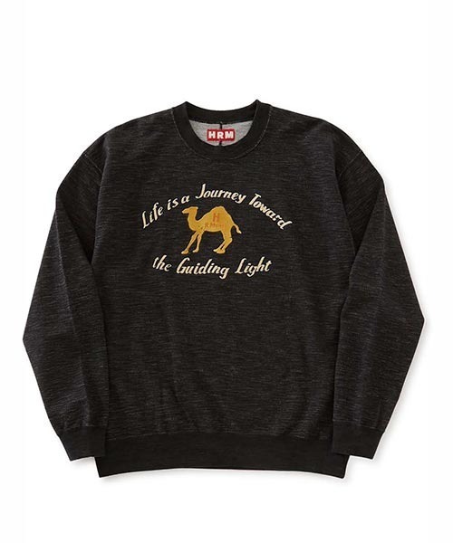 HOLLYWOOD RANCH MARKET（ハリウッドランチマーケット）の「WWスラブインレー ジャーニーキャメルカラーフロッククルーネックプルオーバー（スウェット・メンズ・チャコール/ナチュラル・S/M/XL/L）」の2枚目の写真