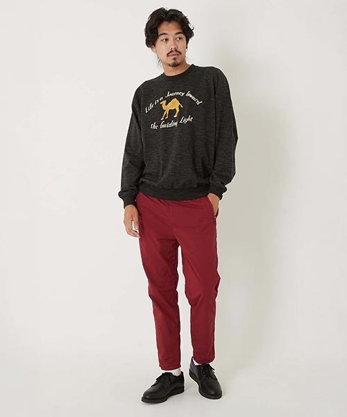 HOLLYWOOD RANCH MARKET（ハリウッドランチマーケット）の「WWスラブインレー ジャーニーキャメルカラーフロッククルーネックプルオーバー（スウェット・メンズ・チャコール/ナチュラル・S/M/XL/L）」の9枚目の写真