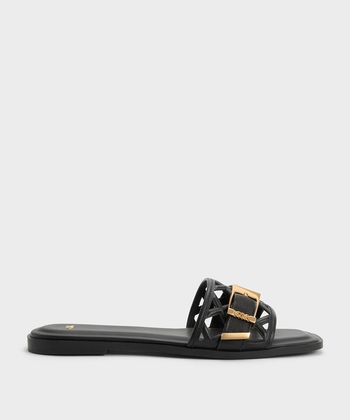 CHARLES & KEITH(チャールズ & キース)の「Whitney ホイットニー レザー カットアウト スライドサンダル(サンダル・レディース・ブラウン/ブラック・22.5cm/23cm/23.5cm/24.5cm/25cm/25.5cm)」の14枚目の写真