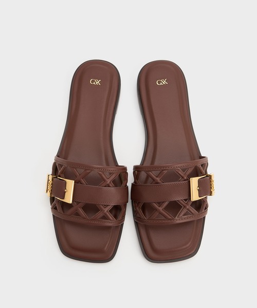 CHARLES & KEITH(チャールズ & キース)の「Whitney ホイットニー レザー カットアウト スライドサンダル(サンダル・レディース・ブラウン/ブラック・22.5cm/23cm/23.5cm/24.5cm/25cm/25.5cm)」の3枚目の写真