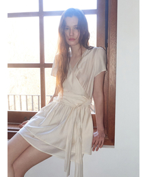Wrap Tie Mini Dress, Cream