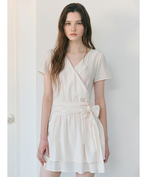 ETMON（エトモン）の「Wrap Tie Mini Dress, Cream（ワンピース・レディース・その他・SMALL/MEDIUM）」の3枚目の写真