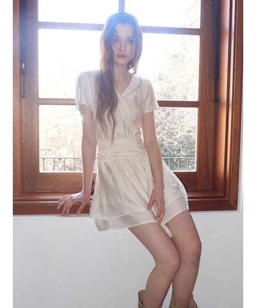 ETMON（エトモン）の「Wrap Tie Mini Dress, Cream（ワンピース・レディース・その他・SMALL/MEDIUM）」の5枚目の写真