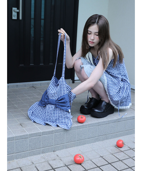 UGLY SHADOW（アグリーシャドウ）の「RIBBON ECO BAG(NAVY)（エコバッグ/サブバッグ・レディース・その他・FREE）」の3枚目の写真