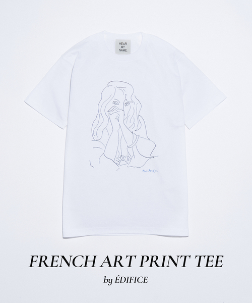 EDIFICE（エディフィス）の「フレンチ アート プリント Tシャツ（Tシャツ/カットソー・メンズ・ブルー/ブラック/ホワイト×ホワイト/ライトブルー/ホワイト/ホワイト系その他・SMALL/LARGE/MEDIUM）」の4枚目の写真