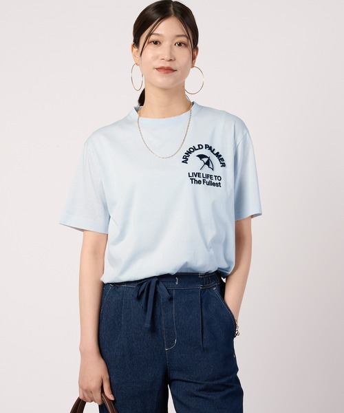 Arnold Palmer(アーノルドパーマー)の「【汗ジミ防止】シェア サガラ刺繍 ロゴ Tシャツ(Tシャツ/カットソー・レディース・チャコールグレー/サックスブルー/ベージュ/ホワイト・LL/XS/L/M/S)」の15枚目の写真