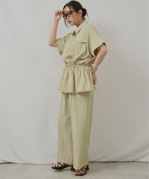 palm RICHE(ポームリシュ)の「リネン混オールインワン(つなぎ/オールインワン・レディース・ダークネイビー/グレー/ベージュ・M)」の17枚目の写真