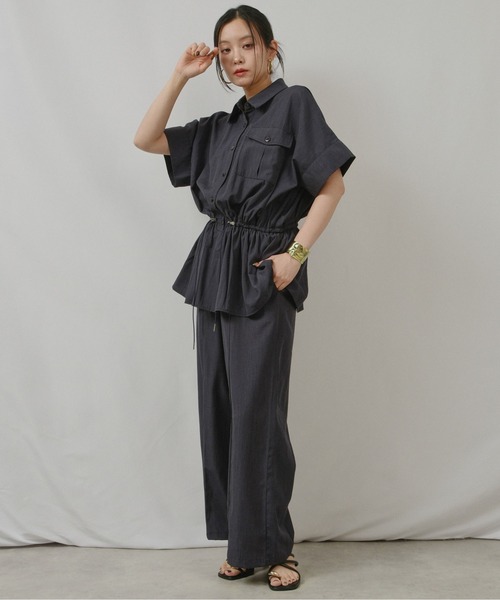 palm RICHE(ポームリシュ)の「リネン混オールインワン(つなぎ/オールインワン・レディース・ダークネイビー/グレー/ベージュ・M)」の6枚目の写真