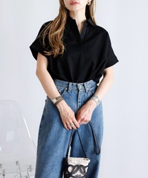 【接触冷感】襟付きスキッパースウェットTシャツ