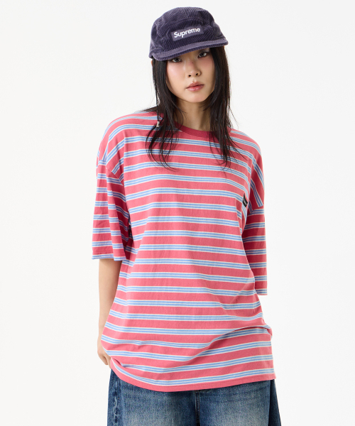 UNKNOWN PLANET(アンノウンプラネット)の「ルーズストライプハーフスリーブピンク(Tシャツ/カットソー・レディース・その他・FREE/MEDIUM/SMALL)」の13枚目の写真