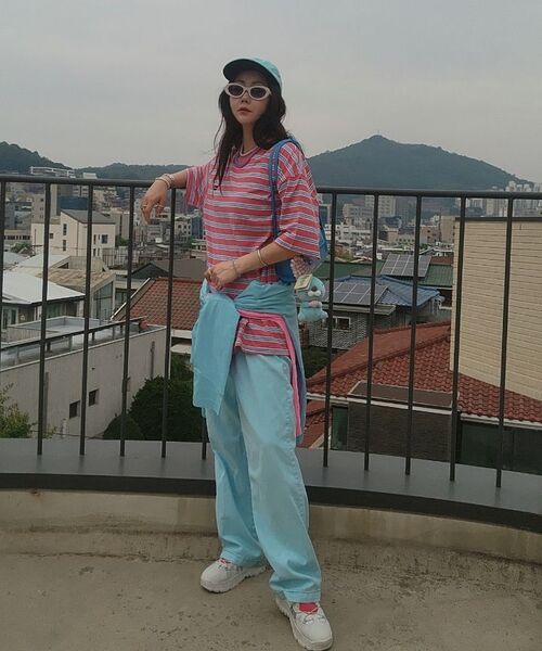 UNKNOWN PLANET(アンノウンプラネット)の「ルーズストライプハーフスリーブピンク(Tシャツ/カットソー・レディース・その他・FREE/MEDIUM/SMALL)」の17枚目の写真