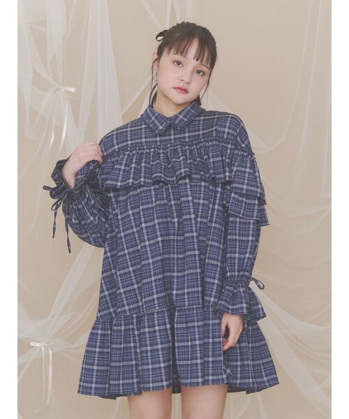 merry jenny(メリージェニー)の「チェックフリルシャツミニワンピース(ワンピース・レディース・ネイビー/ブラウン/レッド・FREE)」の20枚目の写真
