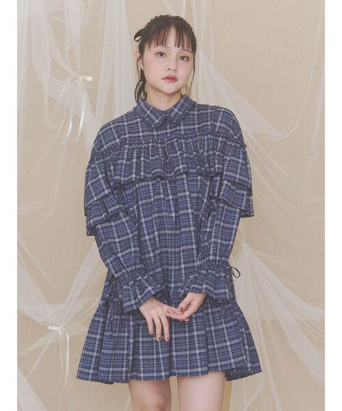 merry jenny(メリージェニー)の「チェックフリルシャツミニワンピース(ワンピース・レディース・ネイビー/ブラウン/レッド・FREE)」の21枚目の写真