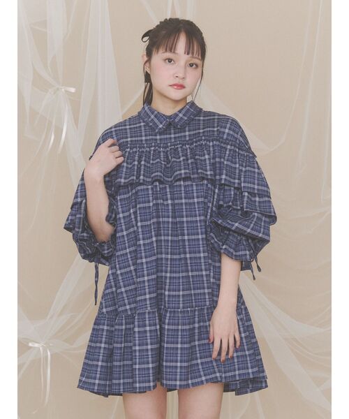 merry jenny(メリージェニー)の「チェックフリルシャツミニワンピース(ワンピース・レディース・ネイビー/ブラウン/レッド・FREE)」の22枚目の写真