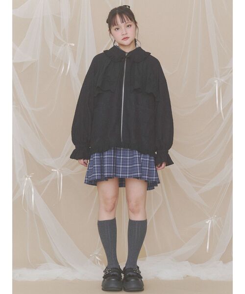 merry jenny(メリージェニー)の「チェックフリルシャツミニワンピース(ワンピース・レディース・ネイビー/ブラウン/レッド・FREE)」の6枚目の写真