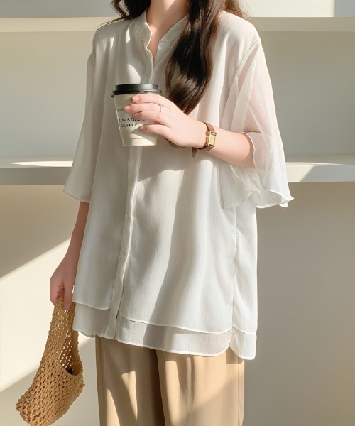 yuue' ( wear )(ユーイ)の「フレアスリーブシアーシャツブラウス(シャツ/ブラウス・レディース・ホワイト/ブラック・FREE)」の17枚目の写真