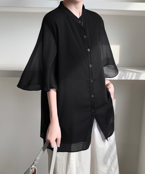 yuue' ( wear )(ユーイ)の「フレアスリーブシアーシャツブラウス(シャツ/ブラウス・レディース・ホワイト/ブラック・FREE)」の12枚目の写真