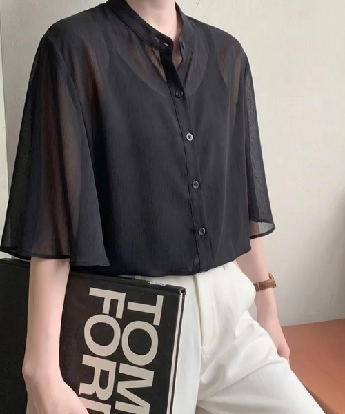 yuue' ( wear )(ユーイ)の「フレアスリーブシアーシャツブラウス(シャツ/ブラウス・レディース・ホワイト/ブラック・FREE)」の8枚目の写真