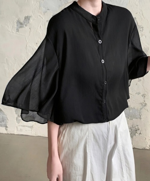 yuue' ( wear )(ユーイ)の「フレアスリーブシアーシャツブラウス(シャツ/ブラウス・レディース・ホワイト/ブラック・FREE)」の11枚目の写真