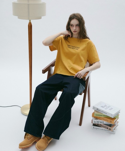 BENUA(ベヌア)の「Damage logo T-shirt -ダメージロゴTシャツ-(Tシャツ/カットソー・レディース・イエロー/パープル・FREE)」の5枚目の写真
