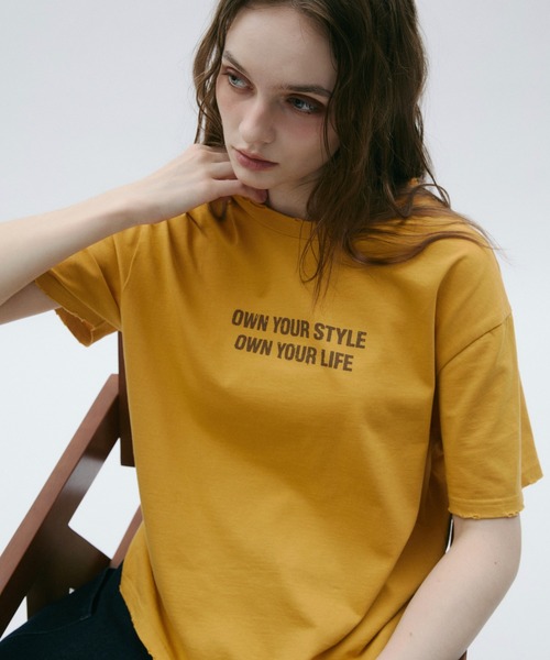 BENUA(ベヌア)の「Damage logo T-shirt -ダメージロゴTシャツ-(Tシャツ/カットソー・レディース・イエロー/パープル・FREE)」の8枚目の写真