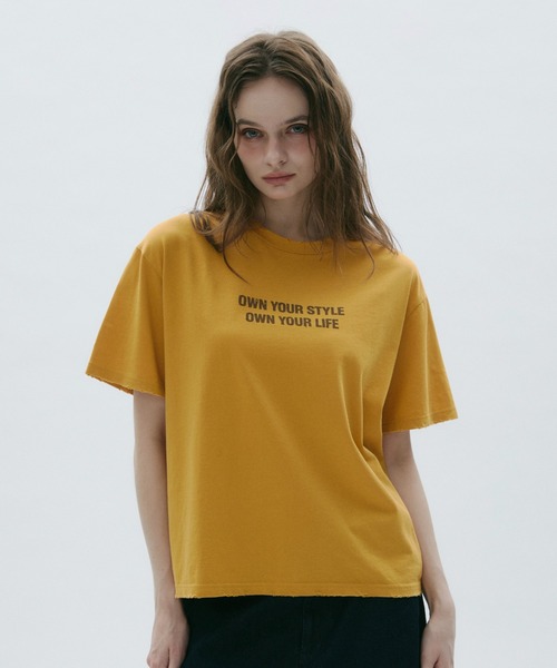 BENUA(ベヌア)の「Damage logo T-shirt -ダメージロゴTシャツ-(Tシャツ/カットソー・レディース・イエロー/パープル・FREE)」の10枚目の写真