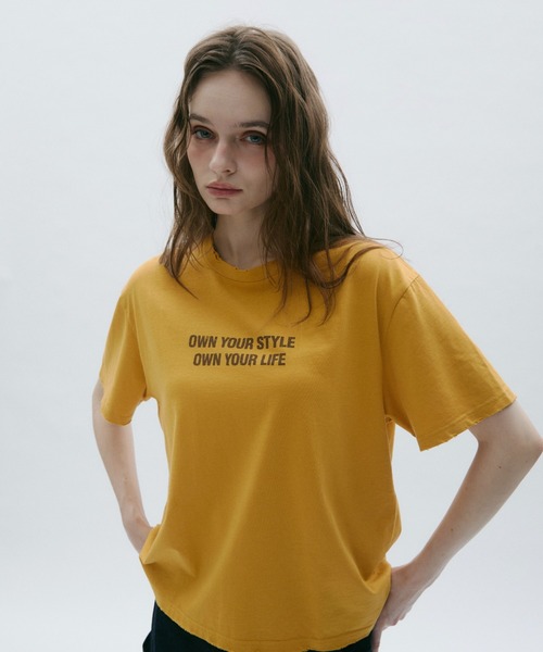 BENUA(ベヌア)の「Damage logo T-shirt -ダメージロゴTシャツ-(Tシャツ/カットソー・レディース・イエロー/パープル・FREE)」の11枚目の写真