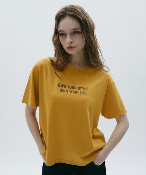 BENUA(ベヌア)の「Damage logo T-shirt -ダメージロゴTシャツ-(Tシャツ/カットソー・レディース・イエロー/パープル・FREE)」の12枚目の写真