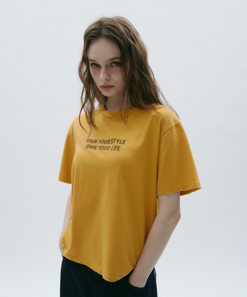 BENUA(ベヌア)の「Damage logo T-shirt -ダメージロゴTシャツ-(Tシャツ/カットソー・レディース・イエロー/パープル・FREE)」の14枚目の写真