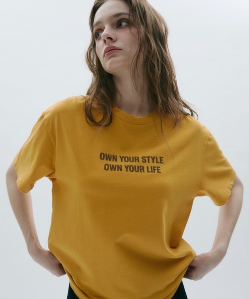 BENUA(ベヌア)の「Damage logo T-shirt -ダメージロゴTシャツ-(Tシャツ/カットソー・レディース・イエロー/パープル・FREE)」の15枚目の写真