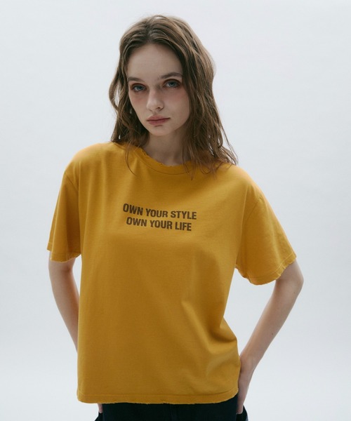 BENUA(ベヌア)の「Damage logo T-shirt -ダメージロゴTシャツ-(Tシャツ/カットソー・レディース・イエロー/パープル・FREE)」の16枚目の写真