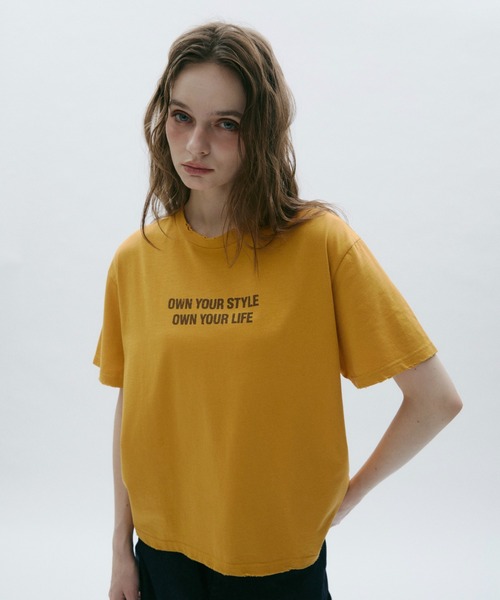 BENUA(ベヌア)の「Damage logo T-shirt -ダメージロゴTシャツ-(Tシャツ/カットソー・レディース・イエロー/パープル・FREE)」の17枚目の写真