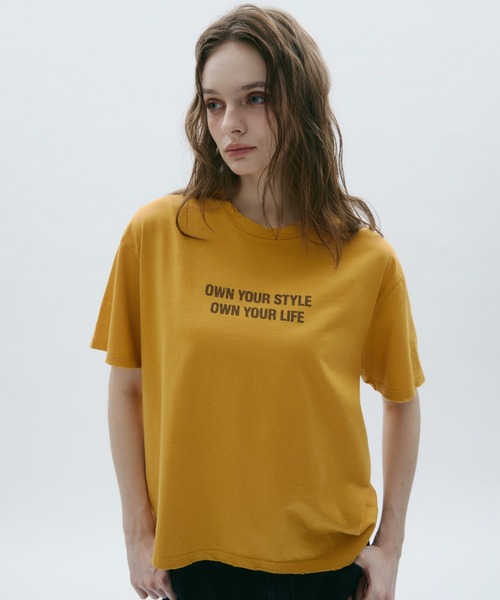 BENUA(ベヌア)の「Damage logo T-shirt -ダメージロゴTシャツ-(Tシャツ/カットソー・レディース・イエロー/パープル・FREE)」の18枚目の写真