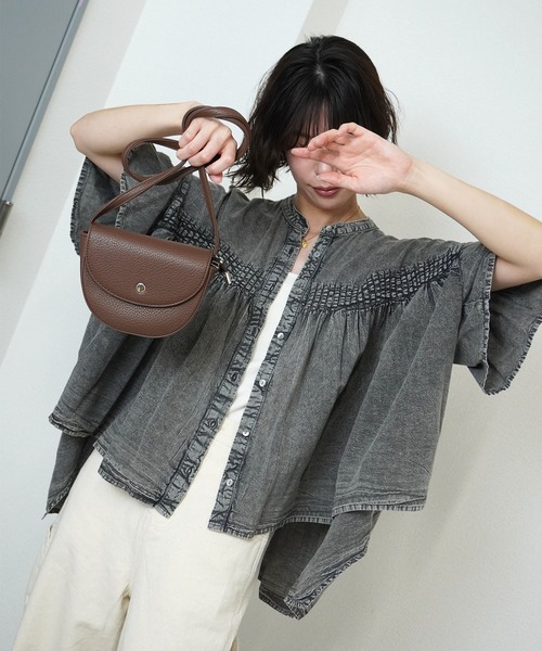 gossara(ゴサラ)の「【ふんわりシルエットが魅力】ケミカルウォッシュブラウス(シャツ/ブラウス・レディース・ブラック/グレー・FREE)」の13枚目の写真