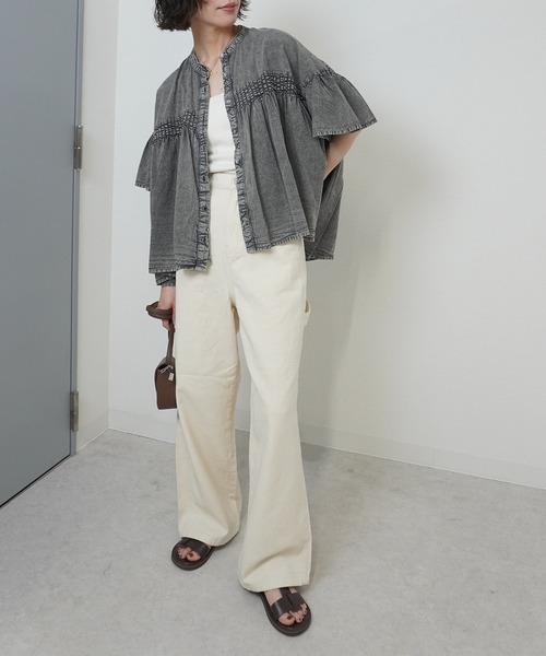 gossara(ゴサラ)の「【ふんわりシルエットが魅力】ケミカルウォッシュブラウス(シャツ/ブラウス・レディース・ブラック/グレー・FREE)」の11枚目の写真